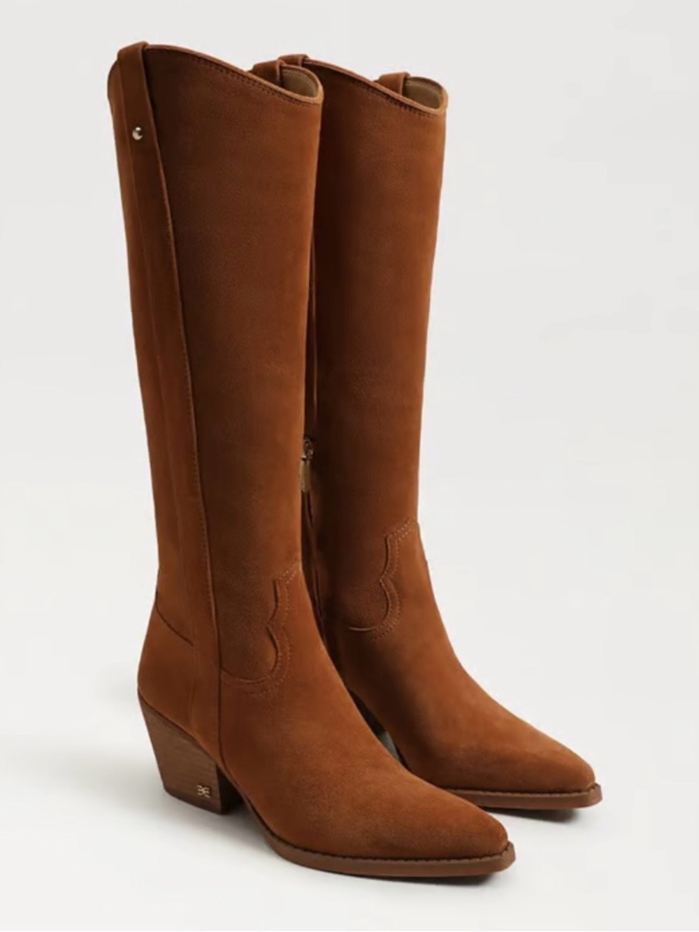Sam Edelman Wyatt Wide Calf Western Knee High Boot Brown Suede - NWT